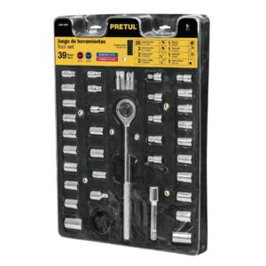 Juego De Dados, Cuadro 1/4, 3/8 Y 1', 39 Pzas, Pretul