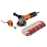 Esmeriladora 4-1/2" 700 W, 10 discos y flexómetro